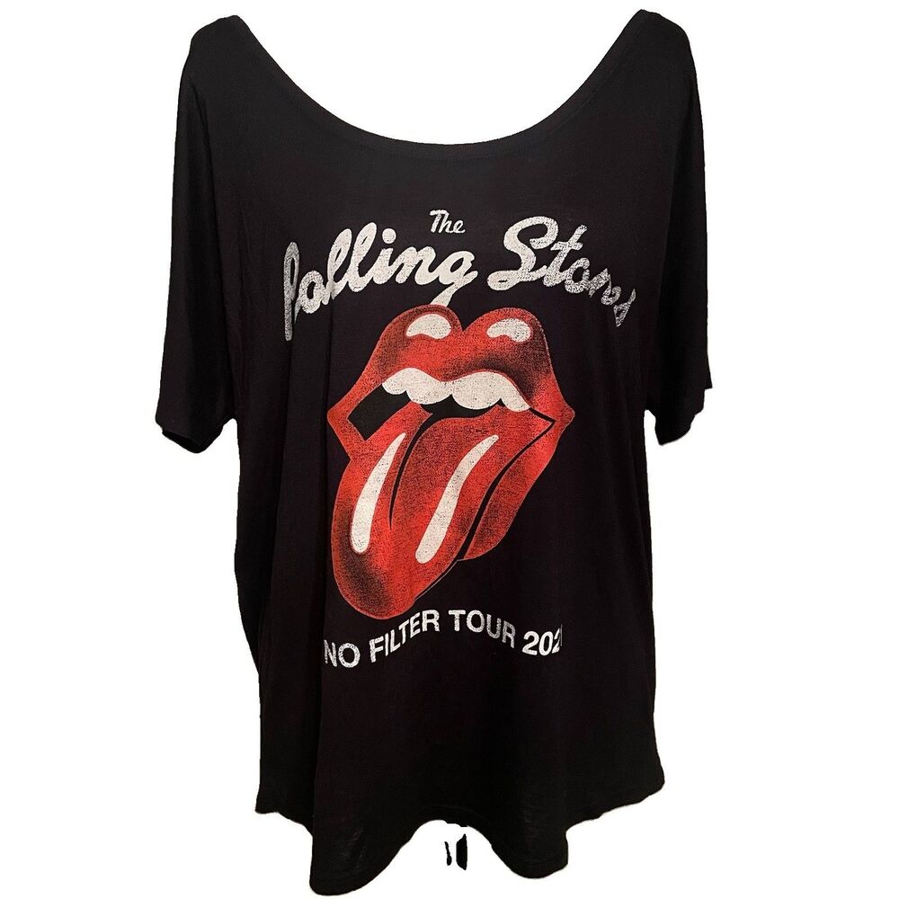 The Rolling Stones No Filter Tour 2021 T-Shirt L Scoop Neck Distressed Rock Band
